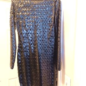 Black Long Sleeve Hollow Out See Through Dress (Bodycon)